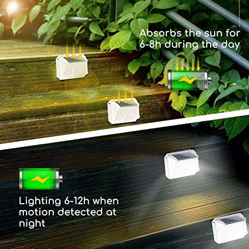 Aigostar Luz Solar Exterior，Luces LED Solares Exteriores【4 Pack / 3 Modos】con Sensor de Movimiento，270º Impermeable IP65 84