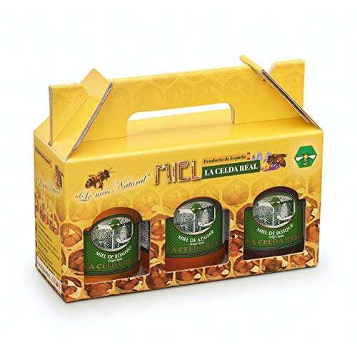La Celda Real - 1,5 kg Miel Natural - Pack 3 sabores: Miel Romero + Miel Azahar + Miel de Bosque - 100% Natural - Origen España