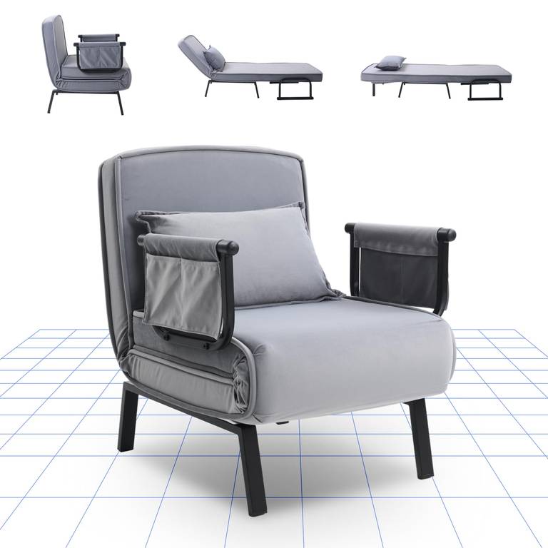 Sofá cama 3 en 1 FLEXISPOT con función de cama, respaldo ajustable, tapizado en lino con bolsillo lateral