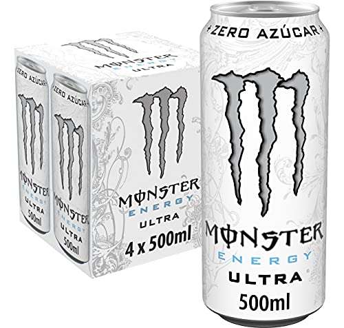 MONSTER ENERGY Ultra White – Pack 4 latas 500 ml (2 litros) Bebida energética sin azúcar