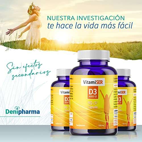 Vitamina D3 4000 UI | Vitamiser | 90 cápsulas para 3 meses | Vitamina D Natural | Indicado para las articulaciones y huesos.