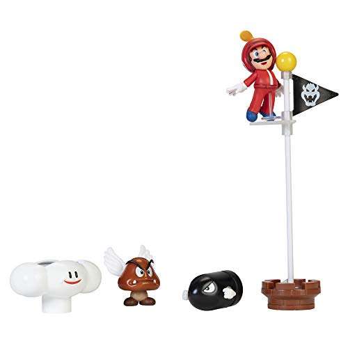 Nintendo Super Mario – Diorama en la Nube con 3 Figuras 6 cm y 2 Accesorios Accionables