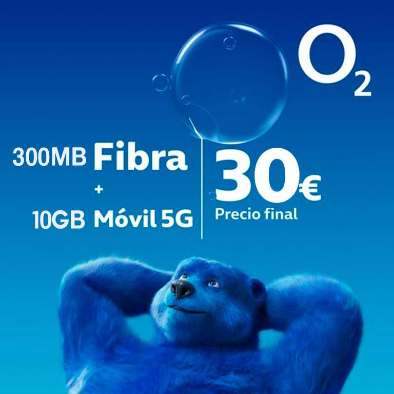 O2 - Fibra 300Mb+ Móvil 10GB por 30€