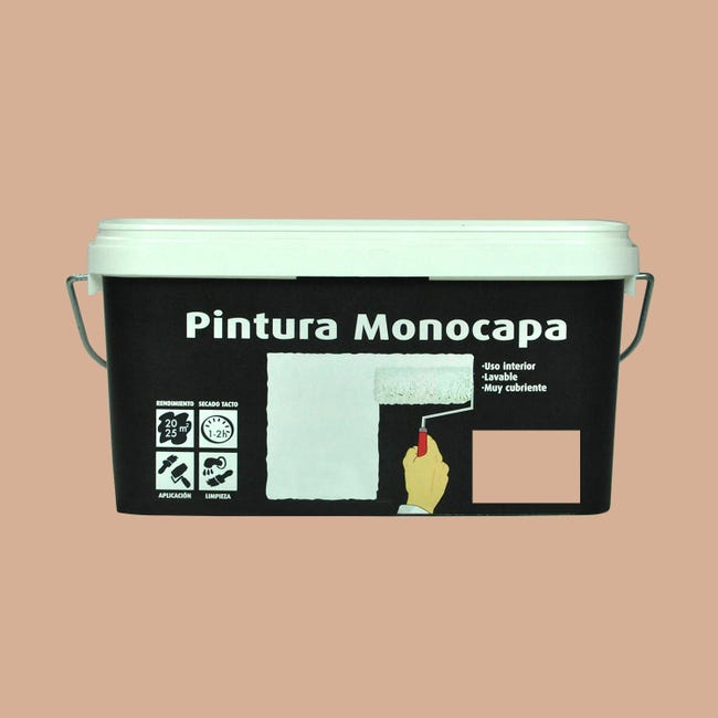 Pintura de interior Montó color salmón mate 2,5L para paredes y techos, tiempo de secado 1h