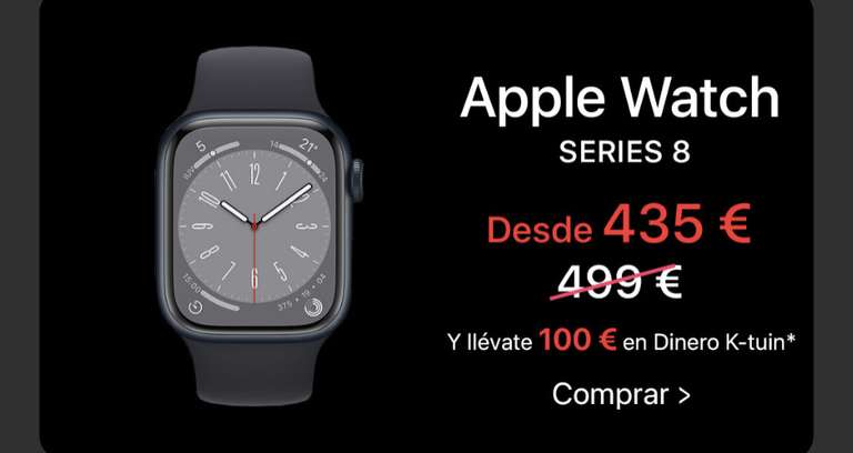 100€ ktuin + Apple Watch Series 8 Caja 41mm Aluminio Medianoche