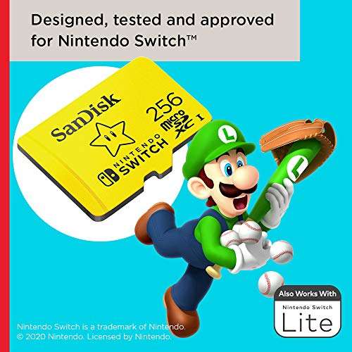 SanDisk 256GB microSDXC Tarjeta para Nintendo Switch, Tarjeta de memoria con licencia de Nintendo, hasta 100 MB/s UHS-I Class 10 U3