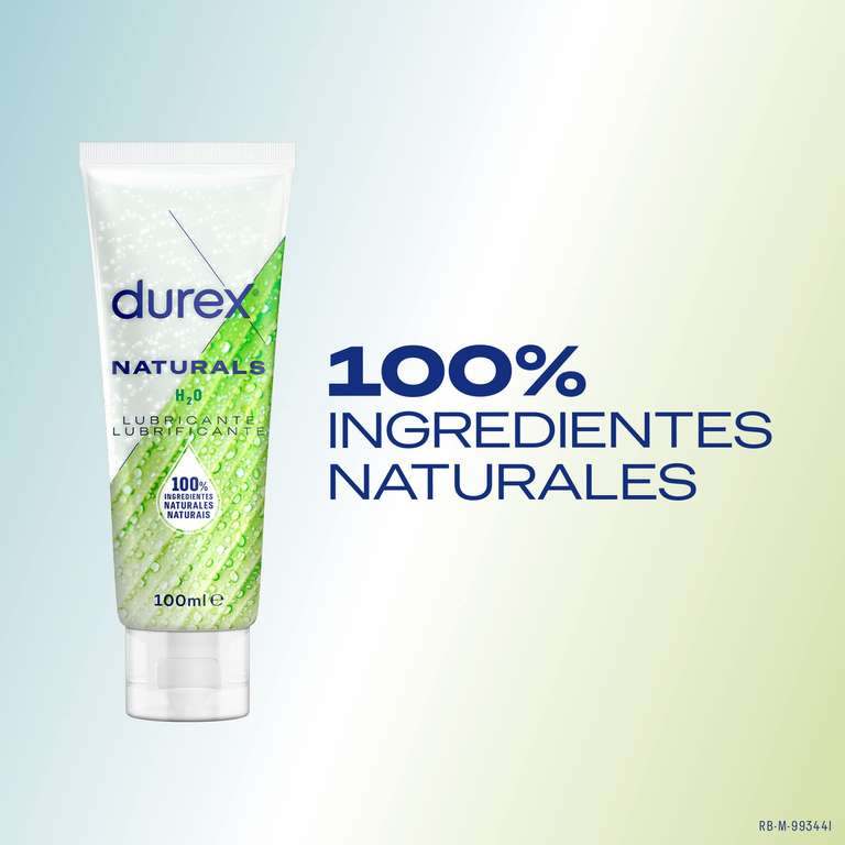 Durex Naturals Lubricante a Base de Agua, 100% Natural sin Fragancia, Colorantes ni Agentes Irritantes – 100 ml x 2 Unidad