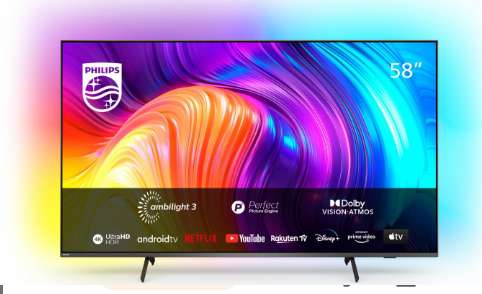 TV LED 147,32 cm (58") Philips 58PUS8517/12, 4K UHD, Smart TV, Ambilight // 50" por 392€