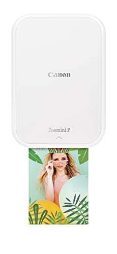 Canon Impresora fotográfica Zoemini 2 (inalámbrica, para Smartphone, Papel fotográfico Zinc Formato 5x7,6 cm, 10 Hojas de Papel,...