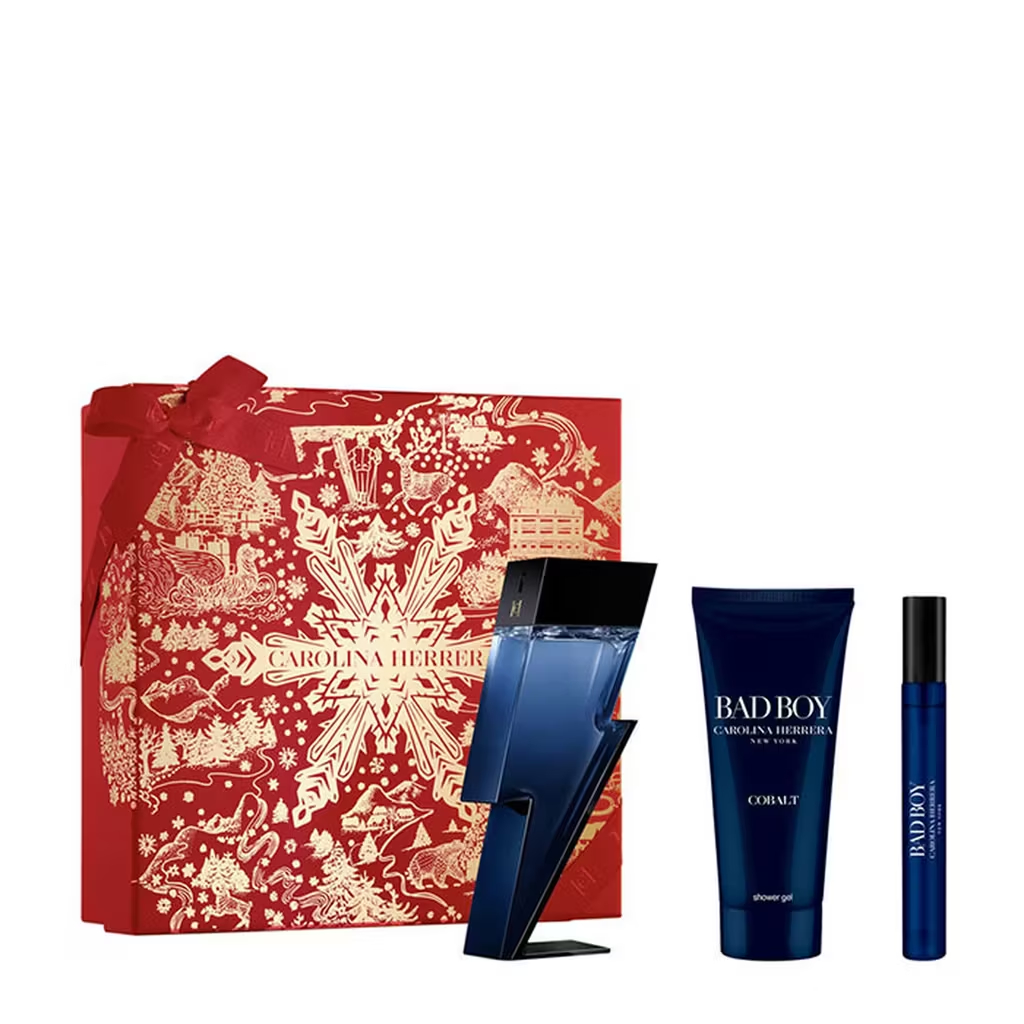 Carolina Herrera Bad Boy Cobalt Estuche para hombre, Eau de Parfum 100 ml + gel de ducha + vaporizador de 10 ml
