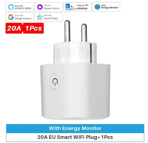 Enchufe inteligente con WiFi, Monitor de potencia de 16A, función