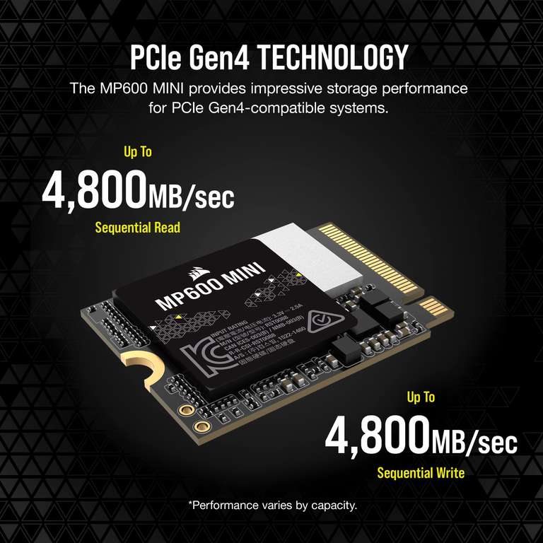 SSD 2230 Corsair MP600 Mini 1TB M.2 NVMe PCIe x4 Gen4 2