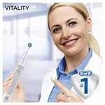 Oral-B Vitality 100 Cepillo de Dientes Eléctrico con Mango Recargable, Tecnología Braun y 1 Cabezal de Recambio - Blanco