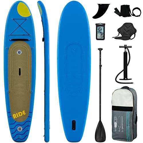 FunWater Tabla de surf de remo, accesorios completos, remo ajustable, bomba, asiento de kayak, mochila de viaje SUP, correa, bolsa
