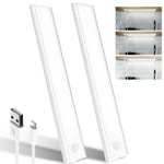 Luces LED adhesivas Haokiang para debajo de muebles con sensor de movimiento y batería recargable USB.