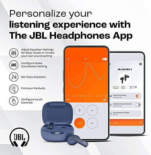 Auriculares JBL Live Pro 2 TWS, auriculares In Ear Bluetooth con cancelación de ruido, 40h de batería, 6 micrófonos,