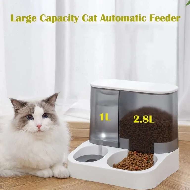 Dispensador automático de comida + agua para mascotas