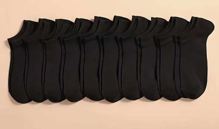 10 pares de Calcetines tobilleros invisibles de corte bajo para hombre y mujer. Blanco o negro. (Envío gratuito a partir de 10€)