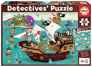 Puzzles Educa Detectives de 50 Piezas - Barco Pirata, Castillo y Ciudad