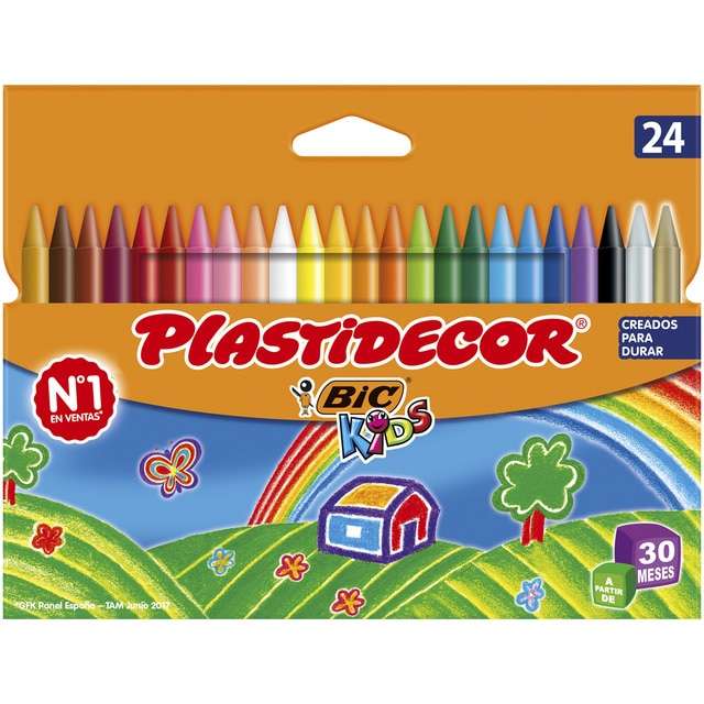 Pack de 24 Ceras Plásticas Colorear Kids Plastidecor BIC