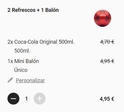 2x Refresco 500ml + mini balón por 4,95€