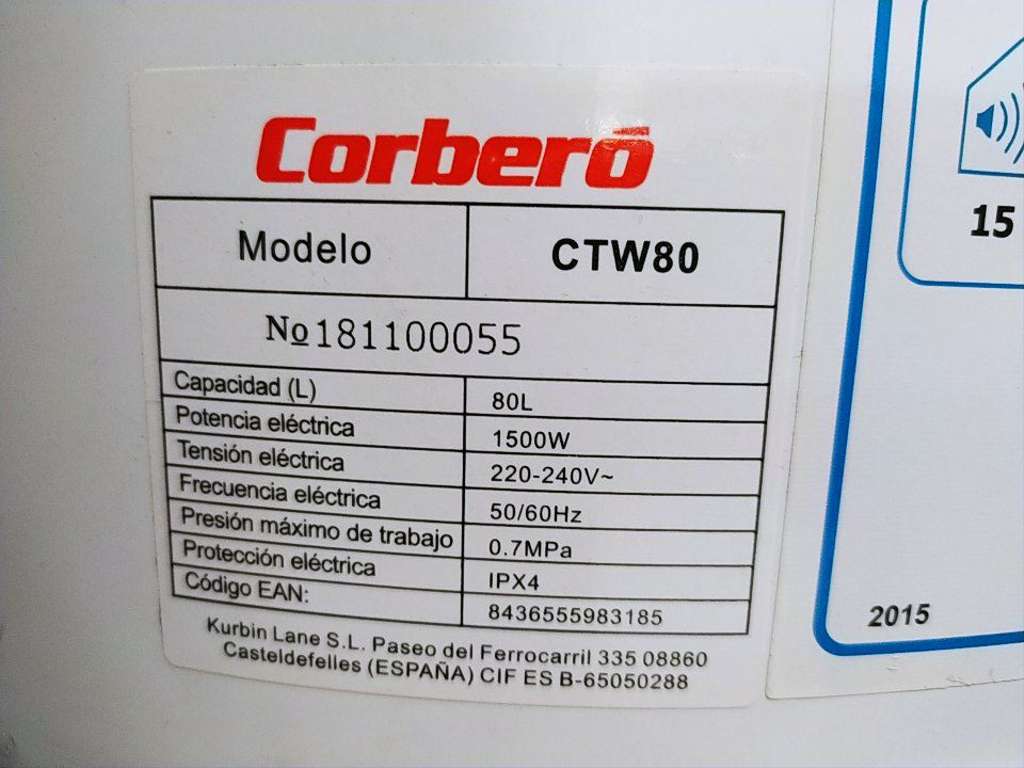 Termo eléctrico CORBERÓ CTW80