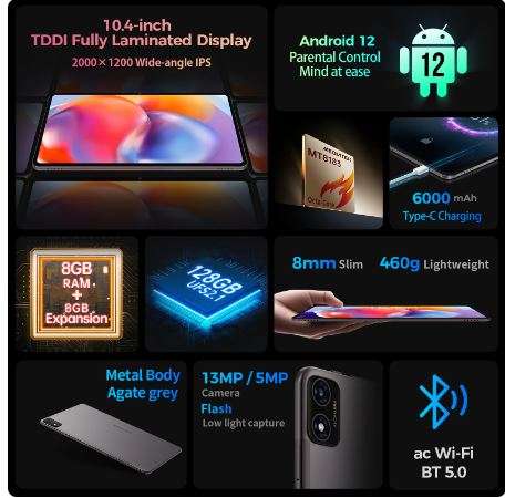 Tablet TECLAST T40S Android 12 Tableta, 10,4 pulgadas 8GB