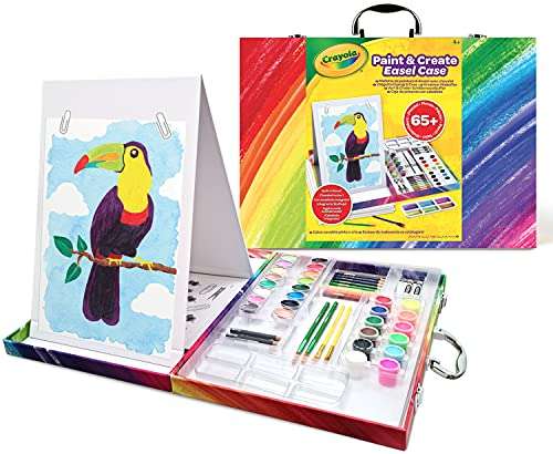 Crayola: Maletín de pinturas para niños con caballete, con témperas, acuarelas, lápices, ceras y pinceles, set de + 65 unidades