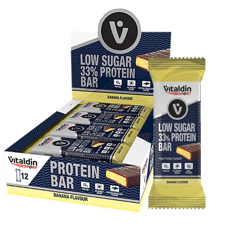 VITALDIN SPORT Low Sugar 33% Protein Bar 12 barritas (4 sabores distintos)
