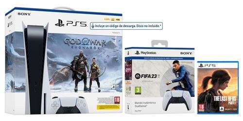 Consola PS5 + God of War Ragnarök + FIFA 23 & DualSense + The last of us