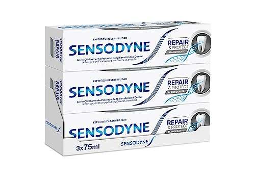 Sensodyne Repair & Protect, Pastas de Dientes Blanqueantes, Protección Frente a Sensibilidad Dental, Pack 3 x 75ml [2'33€/ud]