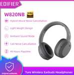 Edifier-auriculares inalámbricos W820NB para videojuegos, cascos con Bluetooth y micrófono, cancelación activa de ruido
