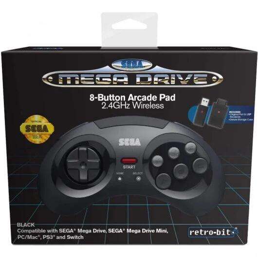 Mando Wireless Retro-Bit Gamepad SEGA Mega Drive 8-B 2.4G Negro