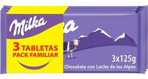 Pack 3×125g Tableta de Chocolate Milka con Leche de los Alpes
