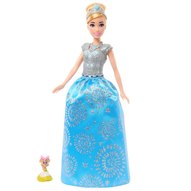 Disney Princess Royal Fashion Reveal Cenicienta Muñeca princesa con accesorios de moda sorpresa, juguete +3 años (Mattel HMK53)