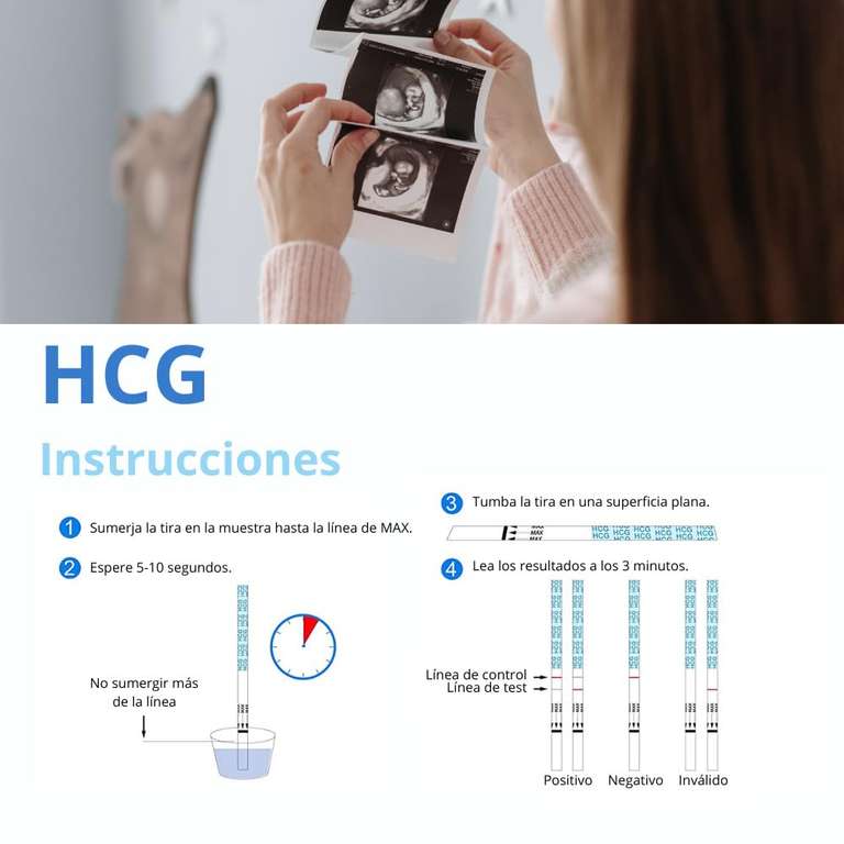 Test embarazo en tiras alta sensbilidad Pack de 20 | Prueba de embarazo fácil de usar detección temprana