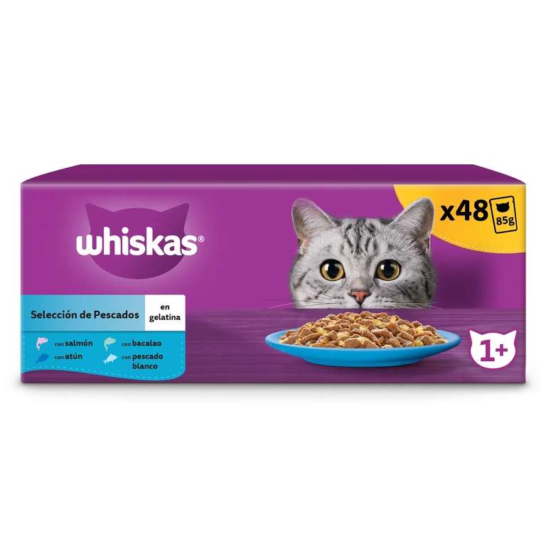 Whiskas 48x Comida húmeda para gatos en gelatina (85Gr)
