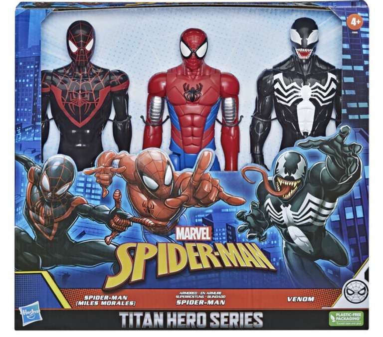 3 figuras Spiderman Coleccion Titan 30 cm