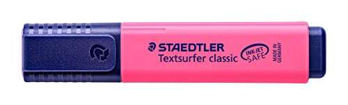 10 unidades Staedtler Rotulador fluorescente (compatible con tinta de impresora, punta de 4,7mm, línea de 2,5 mm, color rosa