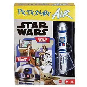 Mattel Games Pictionary Air Star Wars Juego de Dibujo Familiar, bolígrafo Ligero, 112 Tarjetas de Pista de Doble Cara, Soporte para teléfono