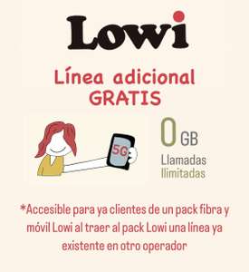 Lowi - Línea adicional con llamadas ilimitadas gratis al traerla al pack desde otro operador (Solo clientes)