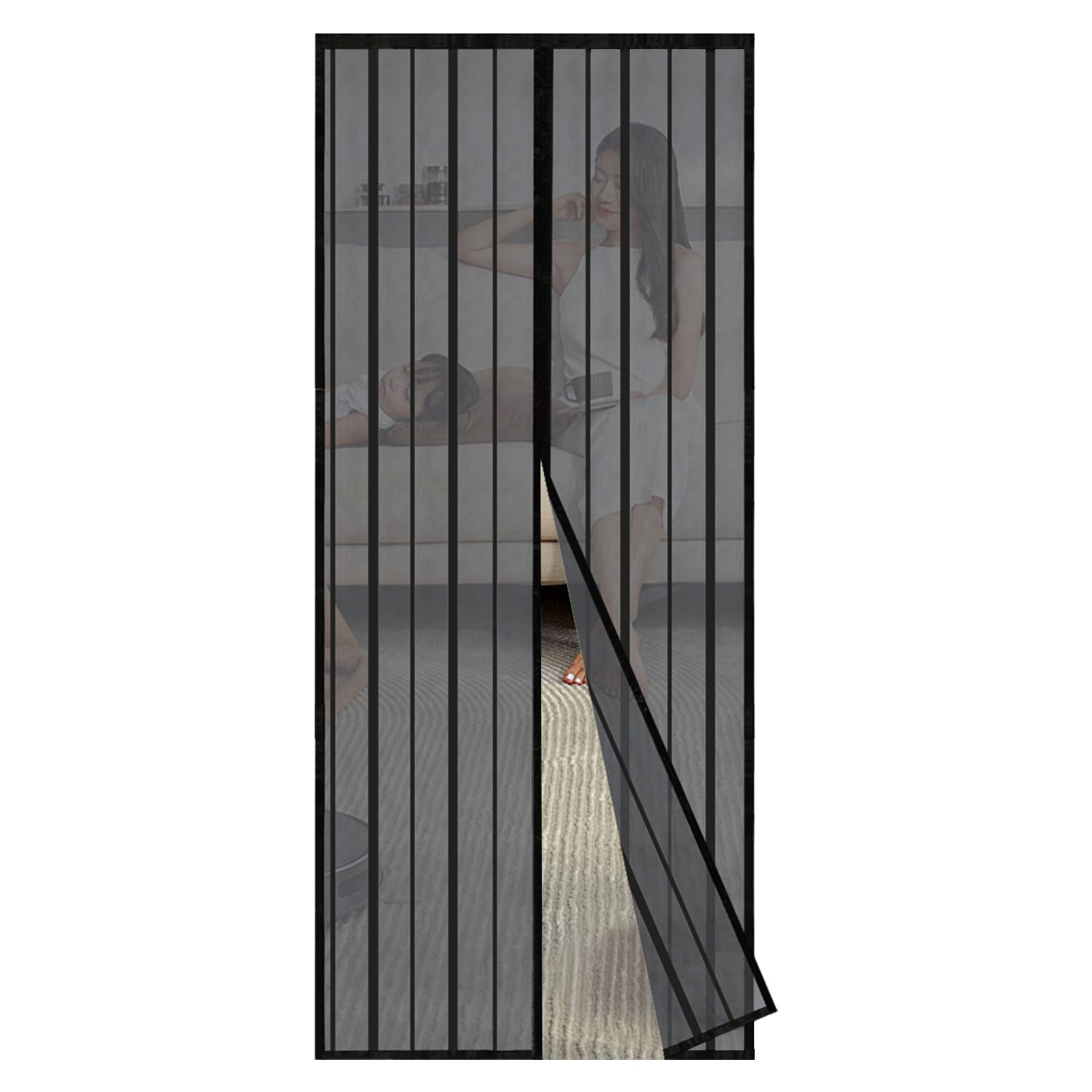 Sekey Cortina Mosquitera Magnética 95x215 cm - Cierre Automático, Negro