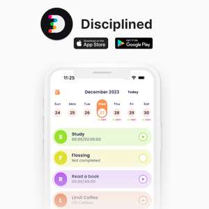 Disciplined: Track Habits, Achieve Greatness (IOS, Android, De por Vida)