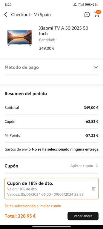 Xiaomi Tv A 2025 50" Google Tv (Con mi points 228€)