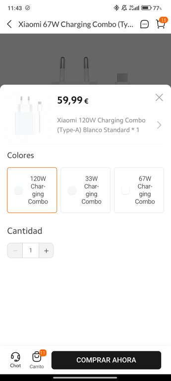 Cargador oficial Xiaomi 120W + Cable USB (13'98€ con mi points). Sigue disponible!