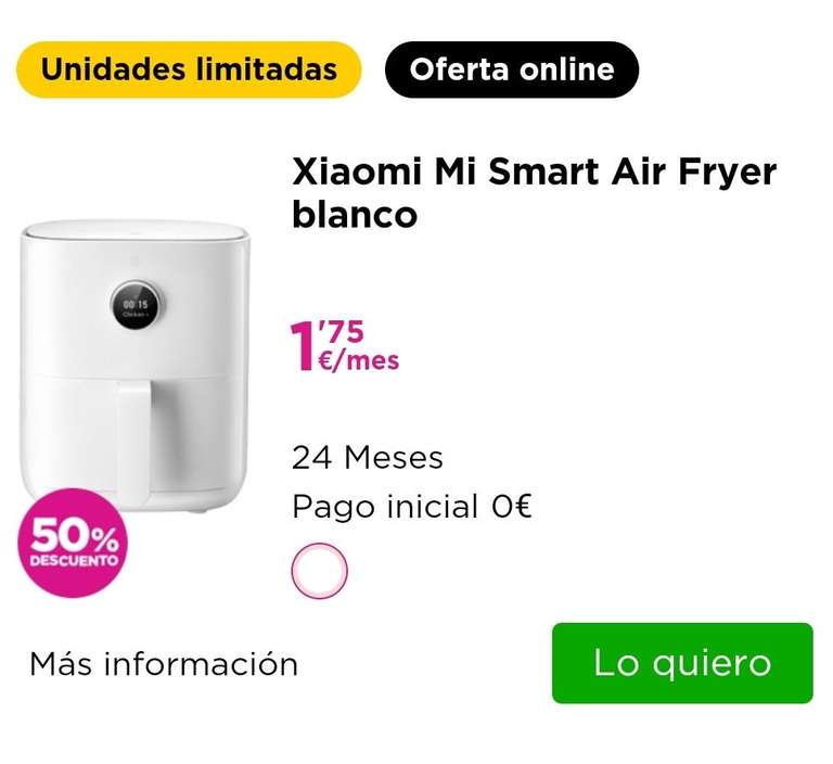 Xiaomi Mi Smart Air Fryer blanco (para clientes Jazztel)