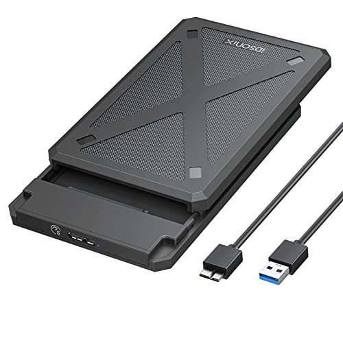 Caja Disco Duro 2.5 USB 3.0, Carcasa Disco Duro para SATA I/II/III 7mm/9.5mm SSD HDD con Cable USB, Sopporta UASP