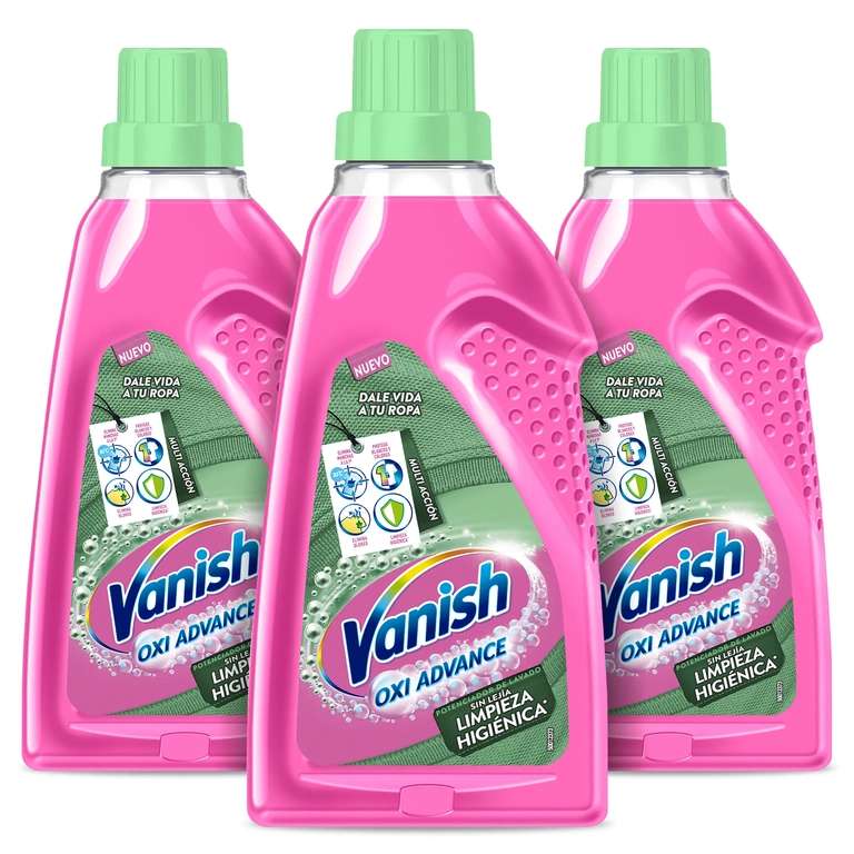 Vanish Oxi Advance Higiene - Quitamanchas multibeneficio para la ropa, elimina olores y potenciador del lavado- 2,25L (6x750ml)