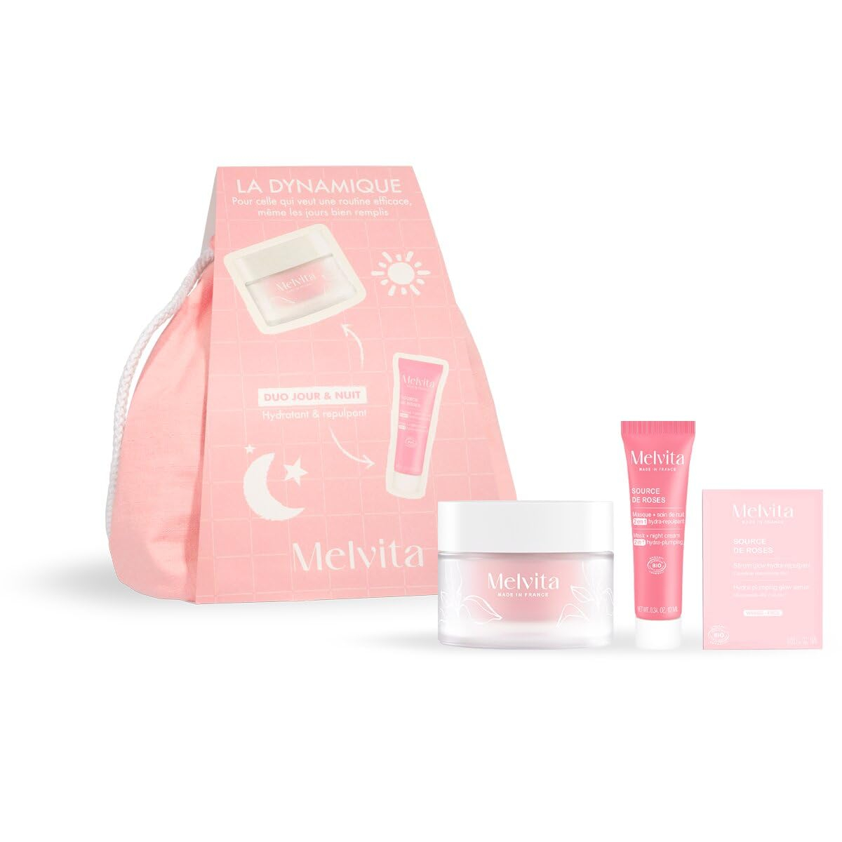 Melvita - Kit La Dinámica - Mascarilla de Noche y Crema Source de Roses