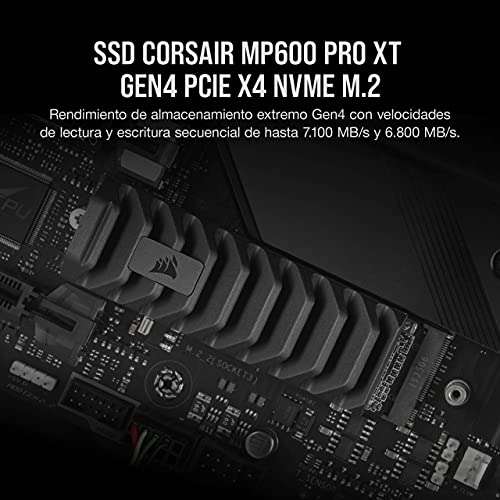Corsair MP600 PRO XT 2TB Gen4 PCIe x4 NVMe M.2 SSD (Velocidades de Lectura Secuencial de hasta 7.100 MB/s y de Escritura de 6.800 MB/s